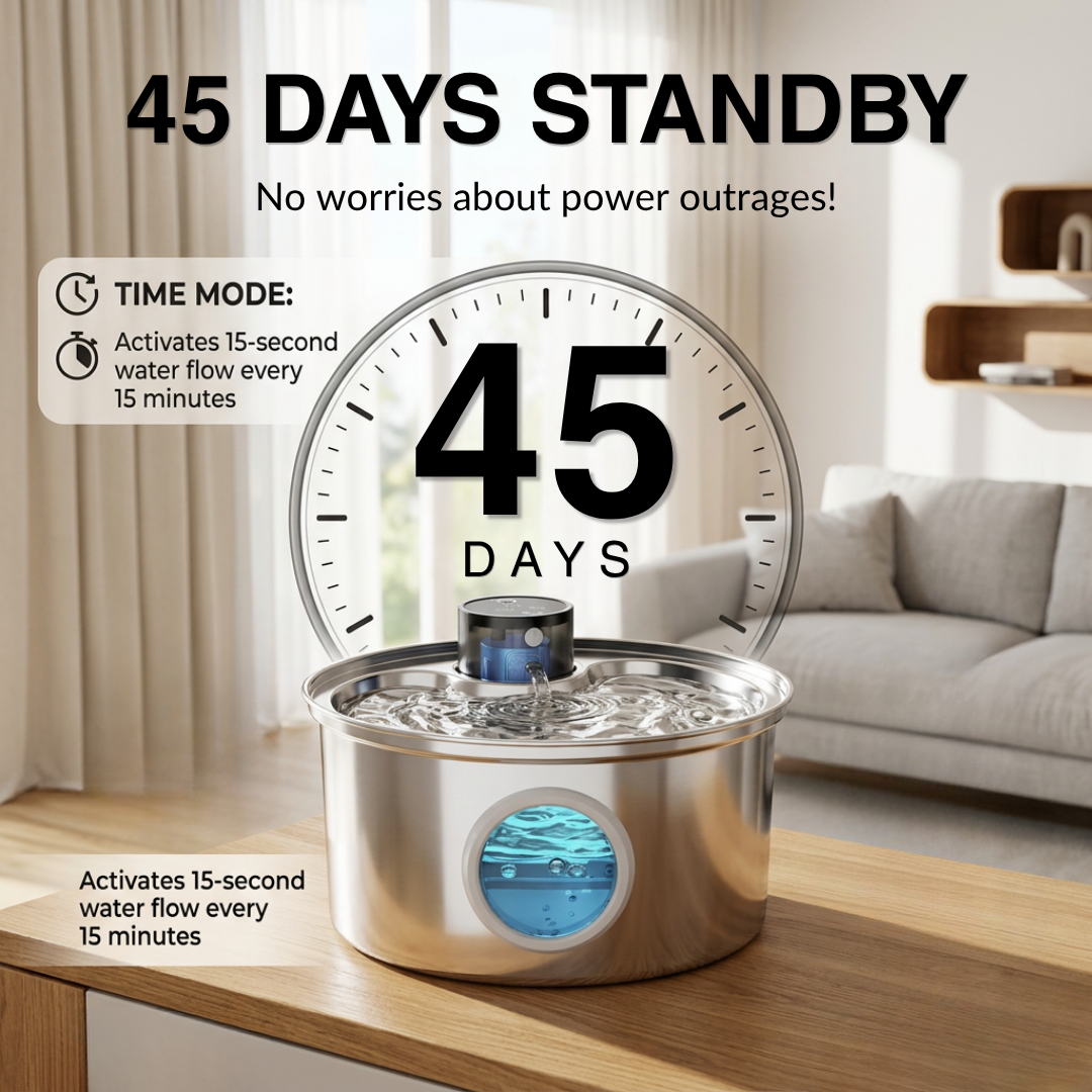 PurrFlow Wireless Stainless Steel Cat Water Fountain