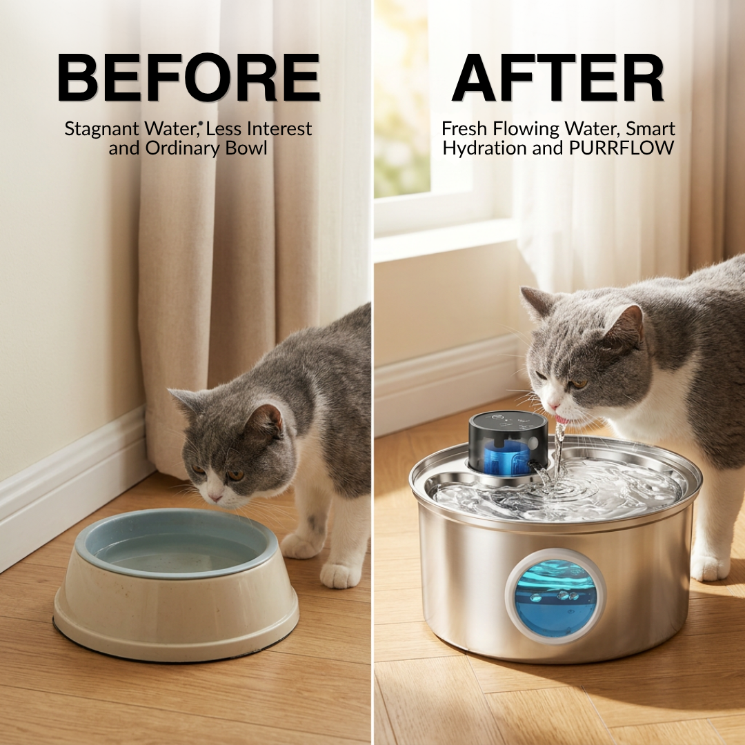 PurrFlow Wireless Stainless Steel Cat Water Fountain