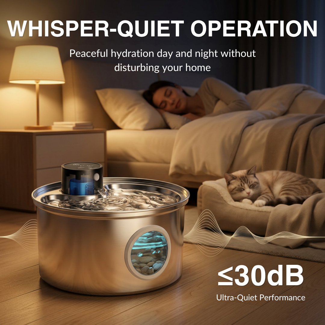 PurrFlow Wireless Stainless Steel Cat Water Fountain