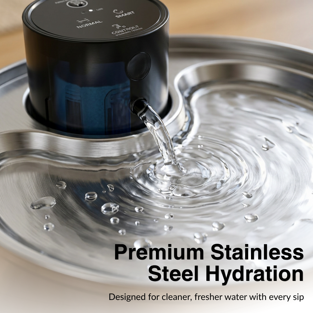 PurrFlow Wireless Stainless Steel Cat Water Fountain